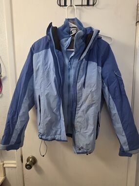 Girls' Two-Tone Blue Winter Jacket with Fleece Liner - Columbia